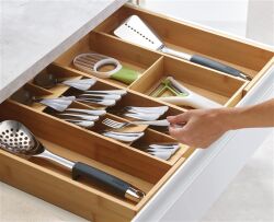 JJ_Bamboo Drawer Store _Lux (50020) Lüks Bamboo genişleyebilen Çekmece içi Organizatörü - 9