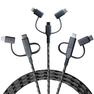 Tide Cable Trio , Tide Kablo Enerji ve Veri Kablosu 3 başlıklı (ligthning ,Usbc,UsbA) - 1