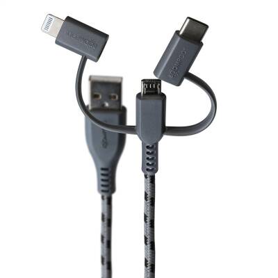 Tide Cable Trio , Tide Kablo Enerji ve Veri Kablosu 3 başlıklı (ligthning ,Usbc,UsbA) - 5