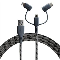 Tide Cable Trio , Tide Kablo Enerji ve Veri Kablosu 3 başlıklı (ligthning ,Usbc,UsbA) - 6